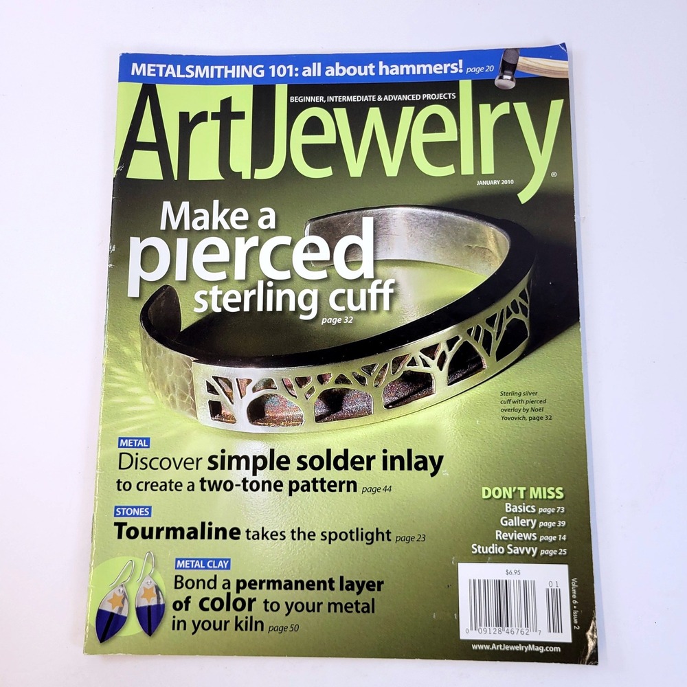 Art Jewelry Magazine January 2010 Issue Pierced Sterling Cuff Metalsmithing